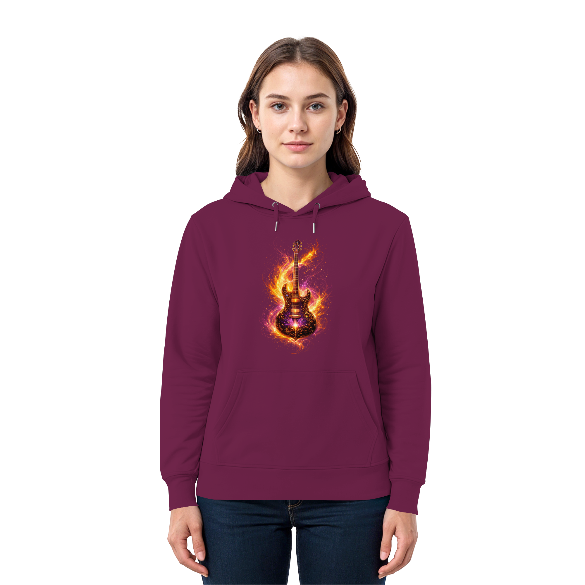 Premium Unisex HoodieRed   -  Electric Guitar – Luminous Series | Premium Wear -