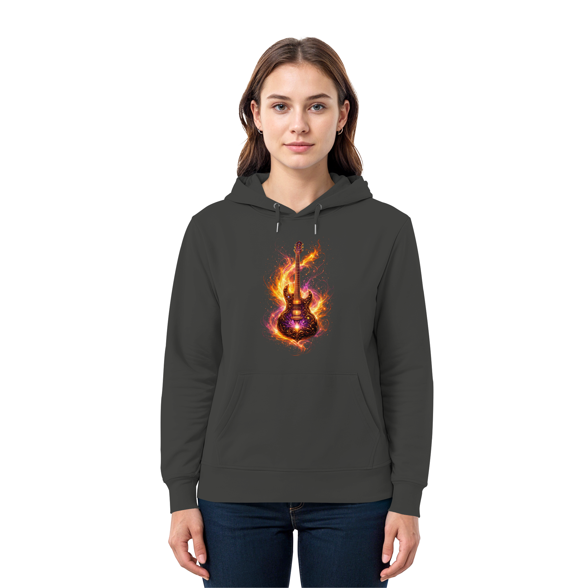 Premium Unisex HoodieRed   -  Electric Guitar – Luminous Series | Premium Wear -