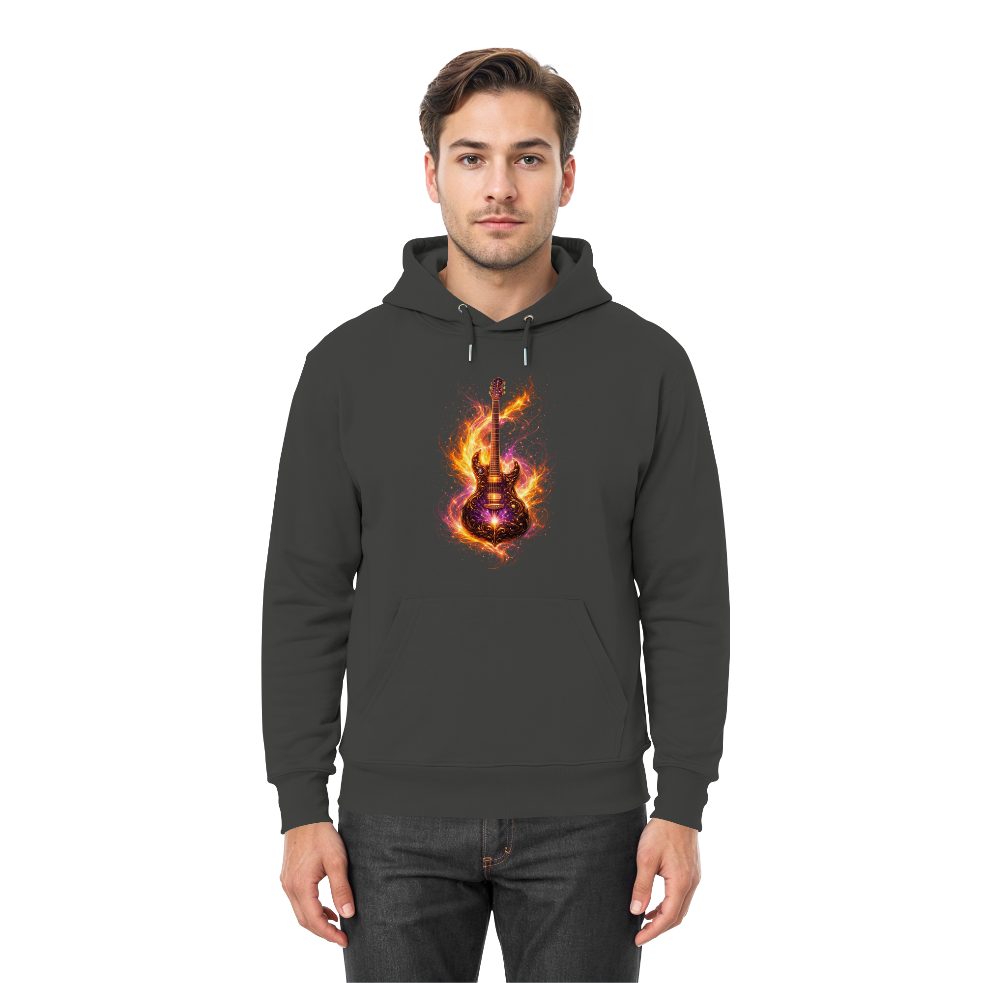Premium Unisex HoodieRed   -  Electric Guitar – Luminous Series | Premium Wear -