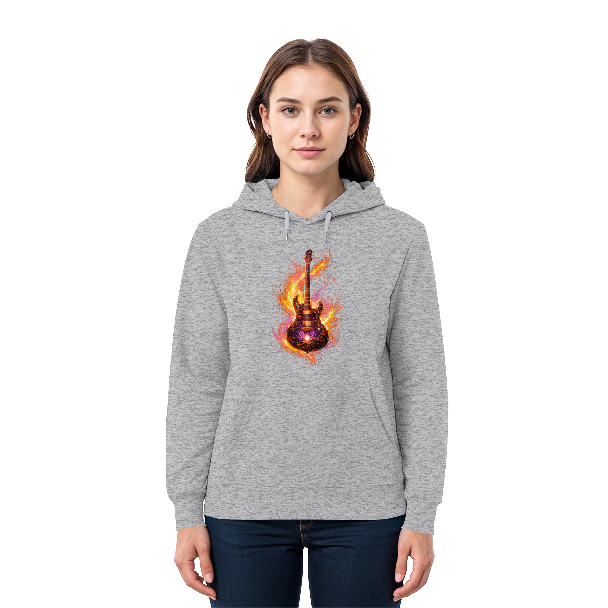 Premium Unisex HoodieRed   -  Electric Guitar – Luminous Series | Premium Wear -