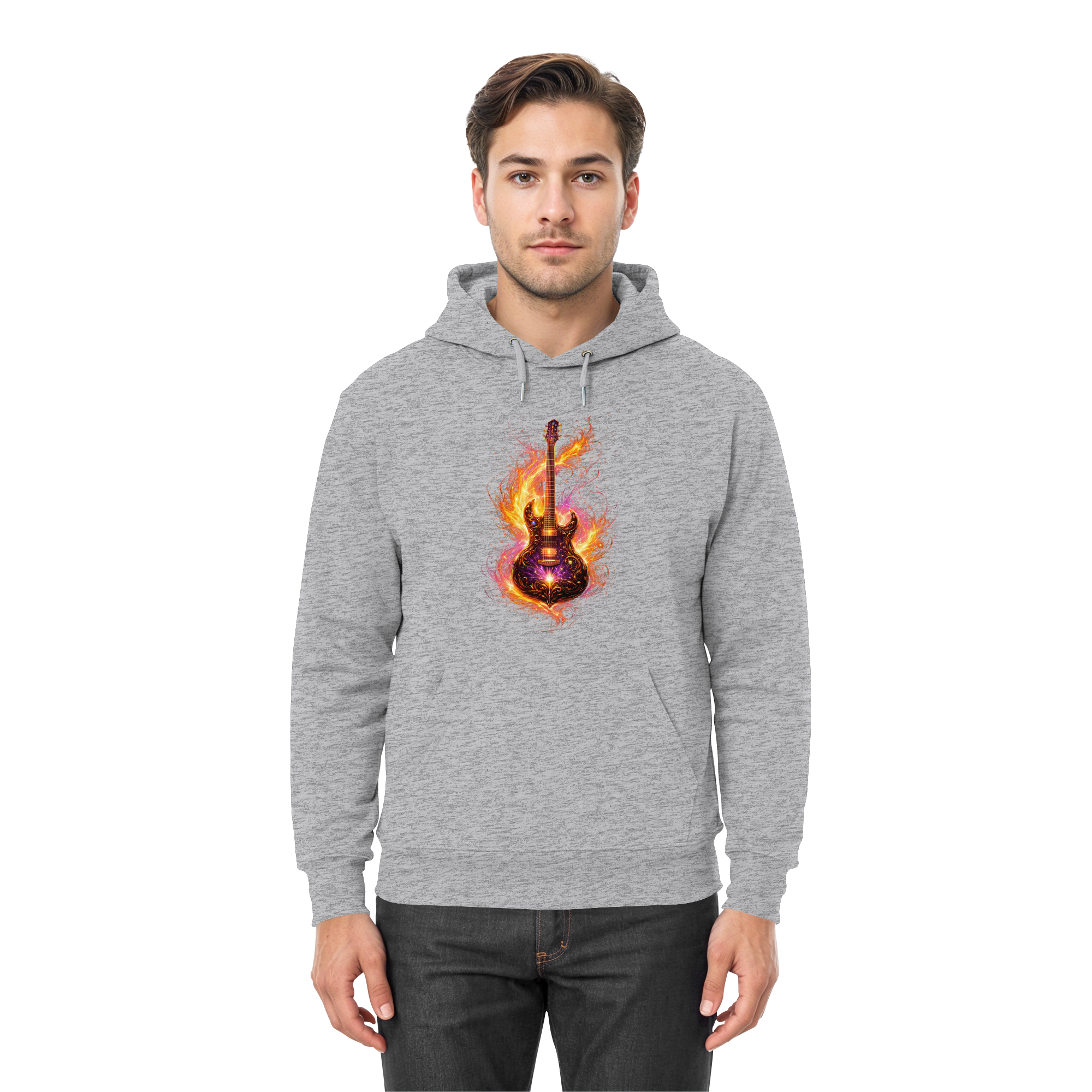 Premium Unisex HoodieRed   -  Electric Guitar – Luminous Series | Premium Wear -