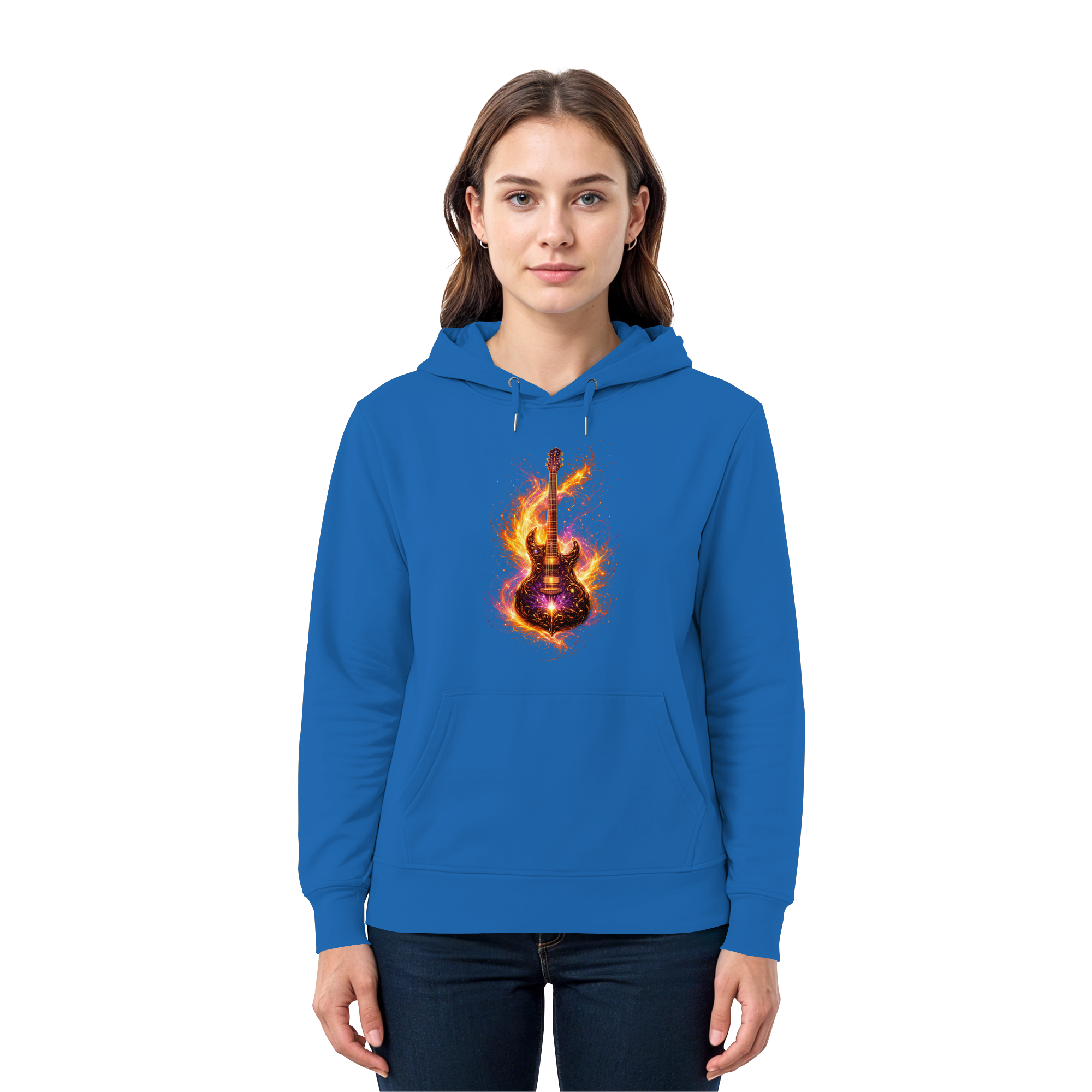 Premium Unisex HoodieRed   -  Electric Guitar – Luminous Series | Premium Wear -