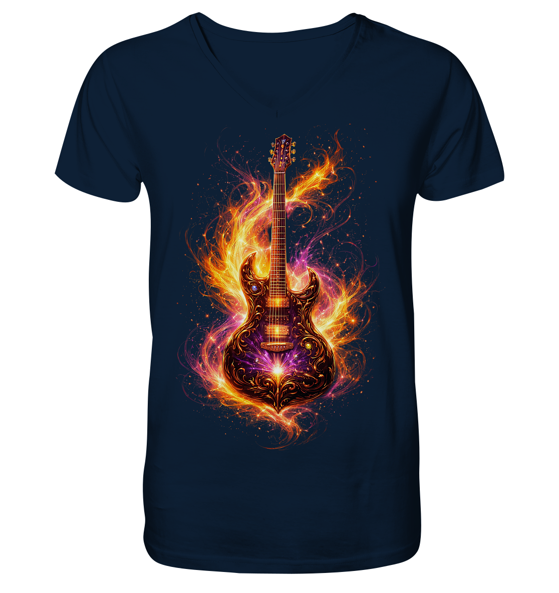 Premium Wear - V-Neck Shirt  (Unisex) -  Red Electric Guitar – Luminous Series |