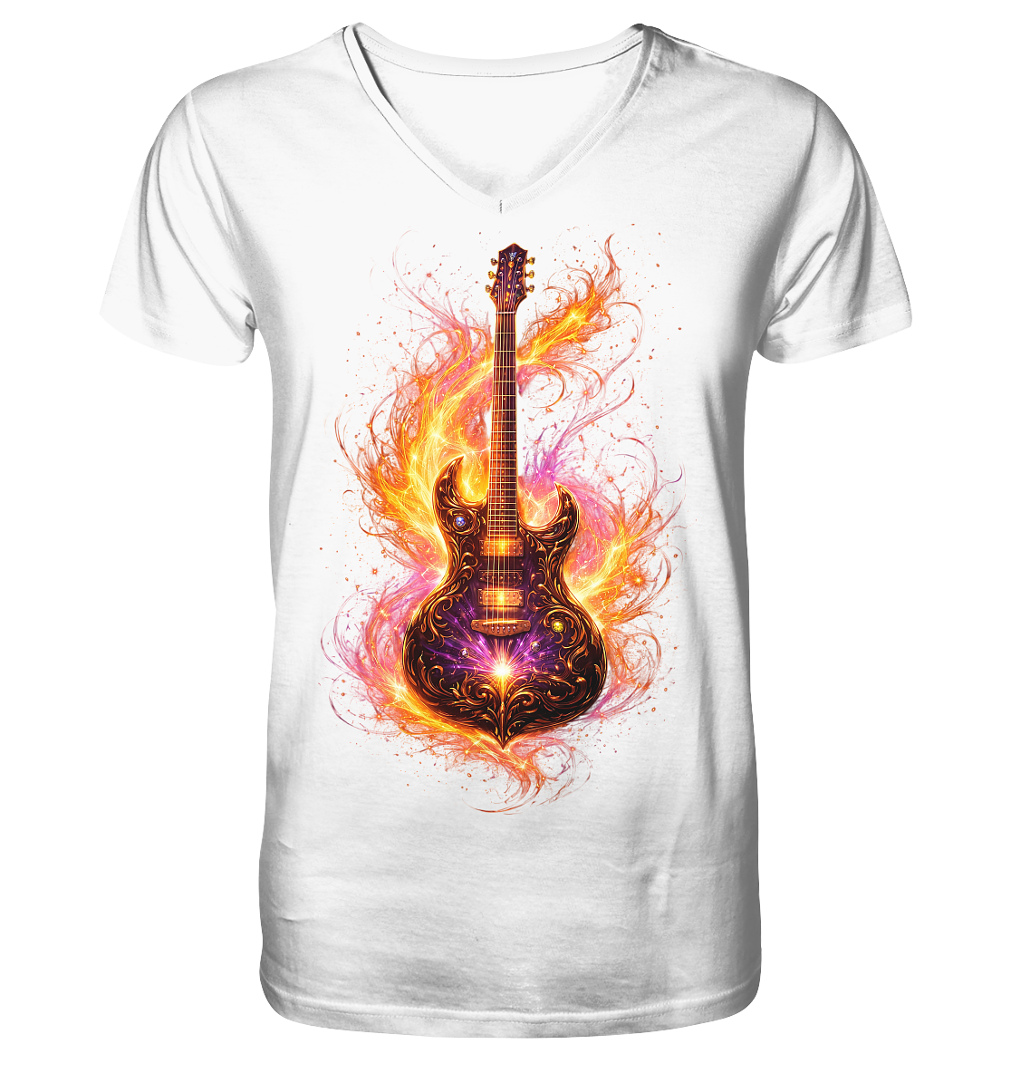 Premium Wear - V-Neck Shirt  (Unisex) -  Red Electric Guitar – Luminous Series |