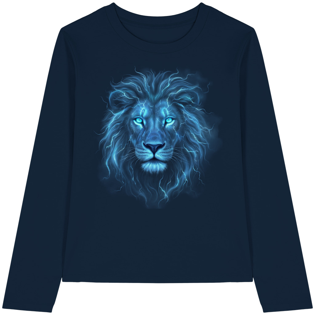 Damen Longsleeve „Blue Electric Lion“ – Premium Organic Longsleeve - Womens Organic Longsleeve T-Shirt
