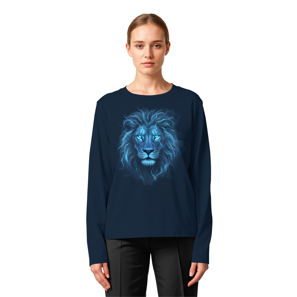 Damen Longsleeve „Blue Electric Lion“ – Premium Organic Longsleeve - Womens Organic Longsleeve T-Shirt