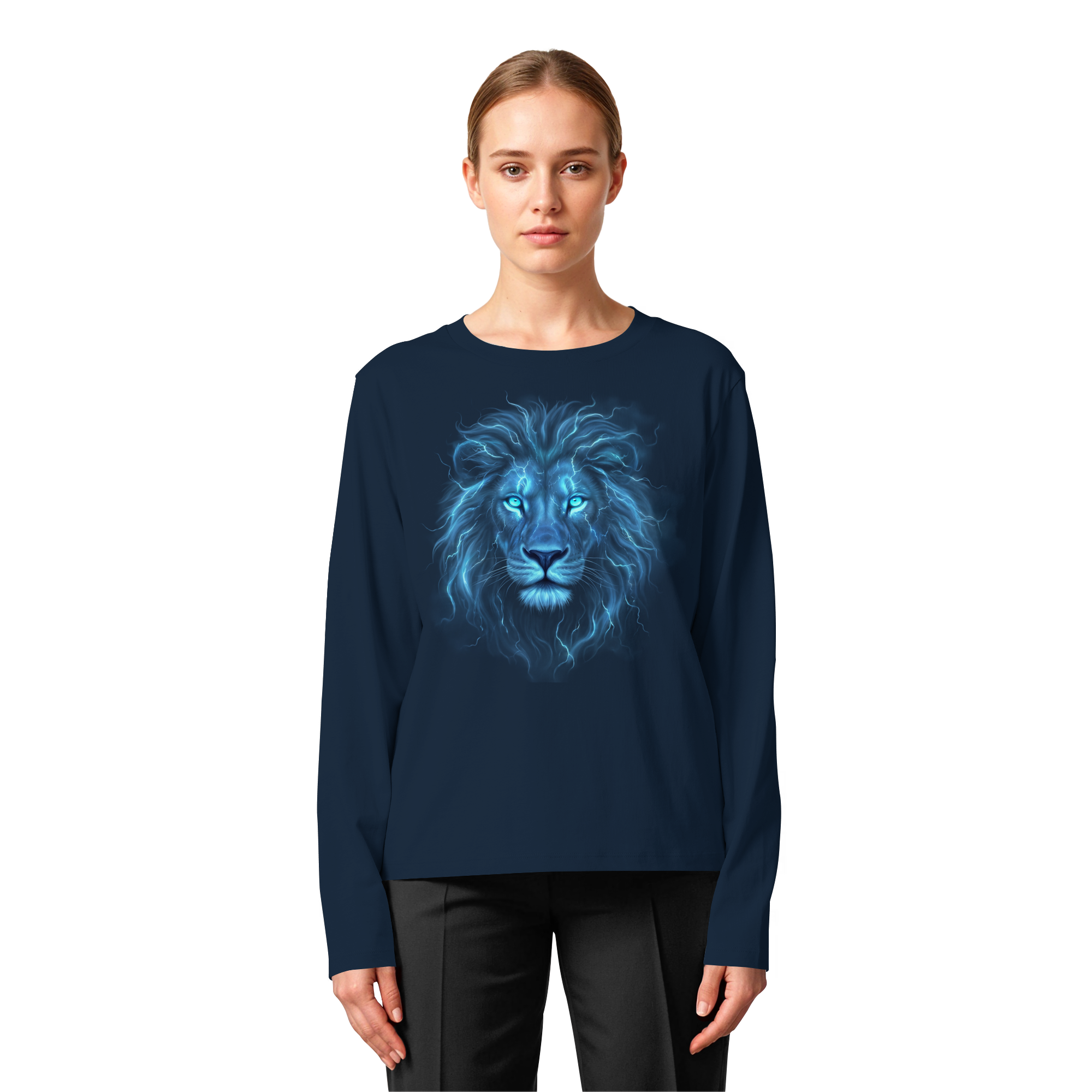 Damen Longsleeve „Blue Electric Lion“ – Premium Organic Longsleeve - Womens Organic Longsleeve T-Shirt