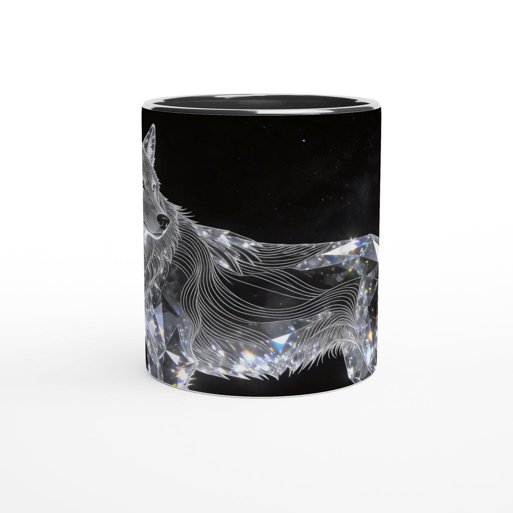 Edle Keramiktasse mit Wolfsmotiv aus der Diamond Line als besondere Geschenkidee