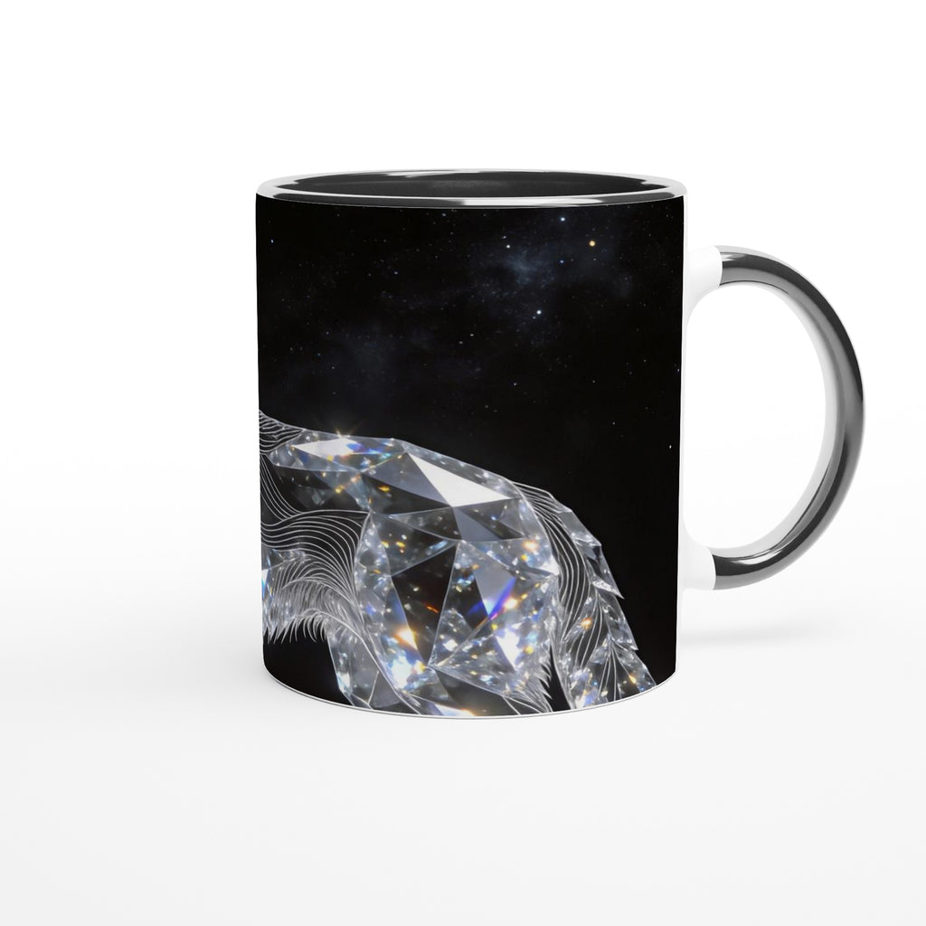 Edle Keramiktasse mit Wolfsmotiv aus der Diamond Line als besondere Geschenkidee